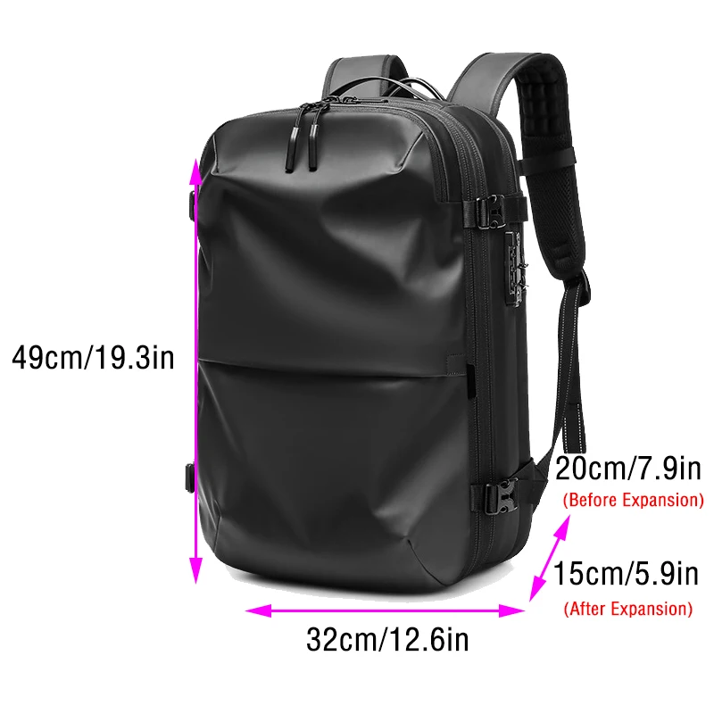 Vacuum Backpack with Pump Large Capacity Travel Black Business Bags Laptop Compression Men's Backpacks Sealing Hiking Holiday 2