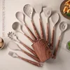 Kitchen Utensils Silicone Cooking Utensils Kitchenware, Gold-plated Wood Grain Handle, Spatula, SpoonsCooking Pots Set 1