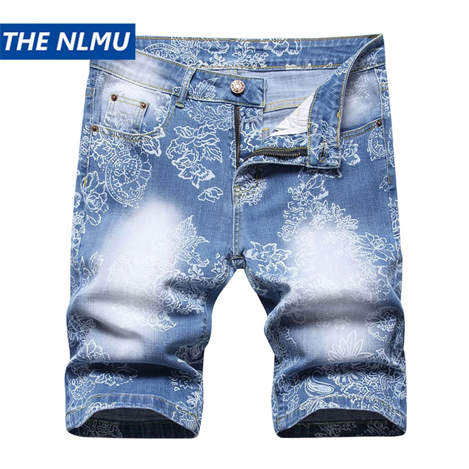 Summer Mens Short Jeans Printed Denim Jeans Shorts Fashion Streetwear