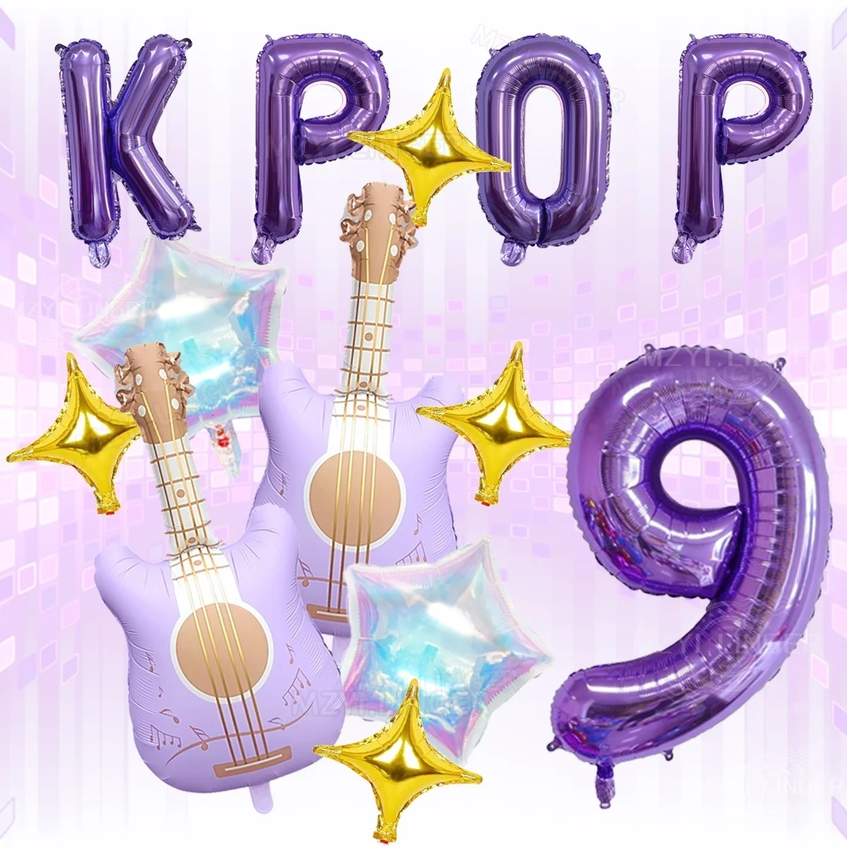 Vibrant Purple Music-Themed Party Decorations Set