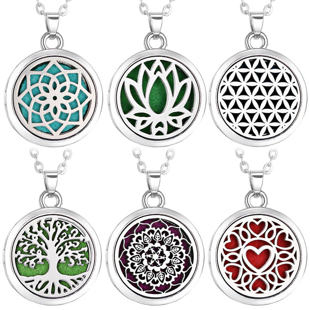 Stainless Steel Tree of Life Aromatherapy Necklace with Perfume Locket Pendant - Women's Jewelry Gift