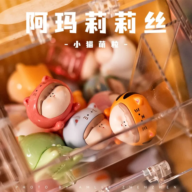 

Amlls Cute Fun Cat Mini Blind Bag Mystery Box Figure Toys Action Figure Model Kawaii Doll Surprise Box Gift for Children