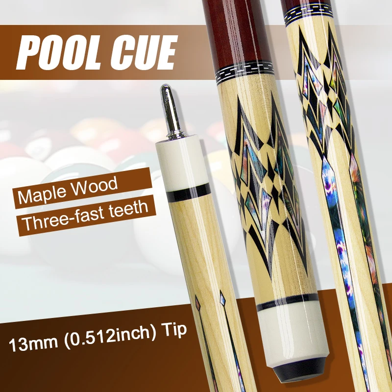 North American Maple Pool Cue 13mm Multi Layer Tip Billiards Stick Beginners Intermediate Players 9-Ball American Pool Training North American Maple Pool Cue 13mm Multi Layer Tip Billiards Stick Beginners Intermediate Players 9-Ball American Pool Training