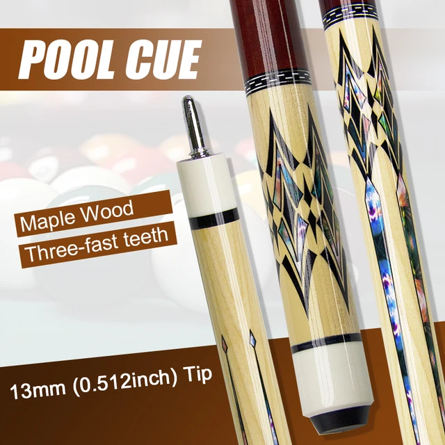 North American Maple Pool Cue 13mm Multi Layer Tip Billiards Stick Beginners Intermediate Players 9-Ball American Pool Training 1