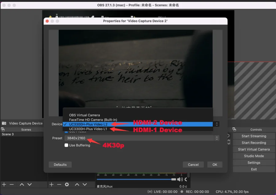 Dual HDMI 4K 30Hz Video Capture Card UNISHEEN
