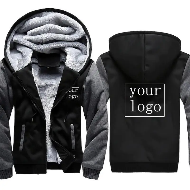 Custom Men's Jacket Camouflage Thicken Winter Jackets for Men Fleece Long Sleeve Coat Man Casual Hoodies Streetwear Men's Coats