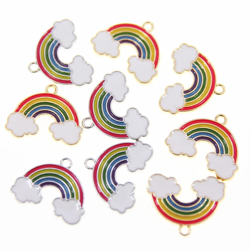 

50pcs 20*24mm Rainbow Pendants Charms for Jewelry Making Enamel Cloud Charms Handmade Necklaces Earrings Accessorie DIY Crafting