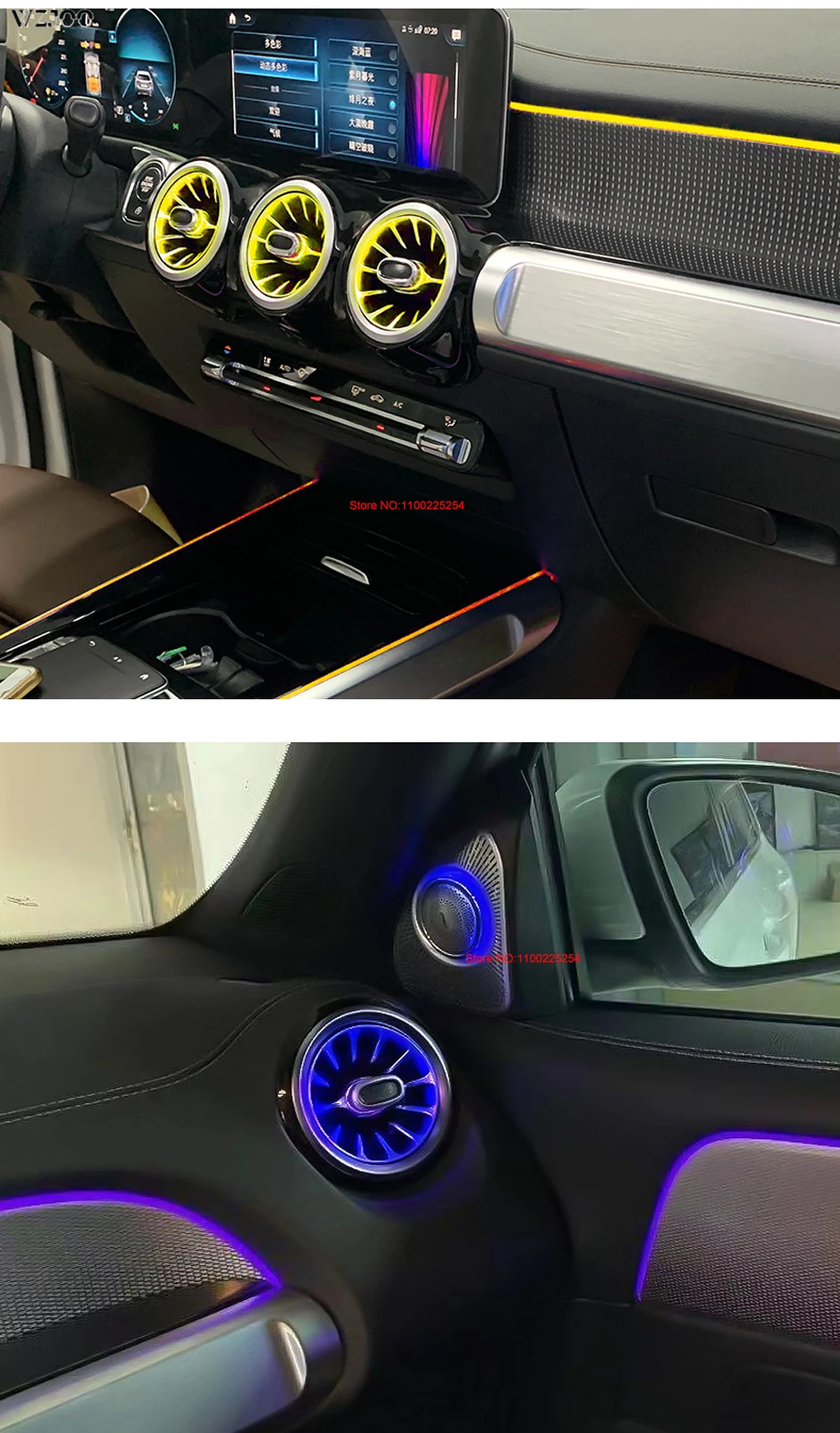 Фото Вентиляционная решетка турбины для Mercedes-Benz New B/GLB/GLA/W247, вентиляционная атмосферная лампа, атмосферная лампа, модификация интерьера Upgr №4