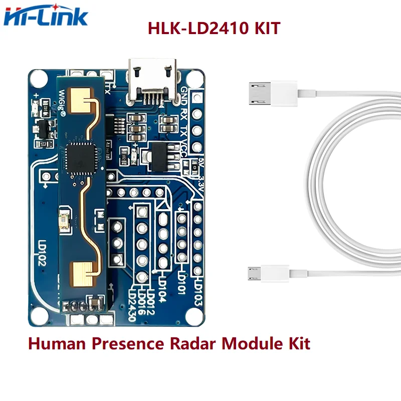 24G Human Presence Radar Module Kit LD2410 Respiration and Heartbeat Monitoring Non-contact Induction Smart Sensor Hi-link smart sensor module
