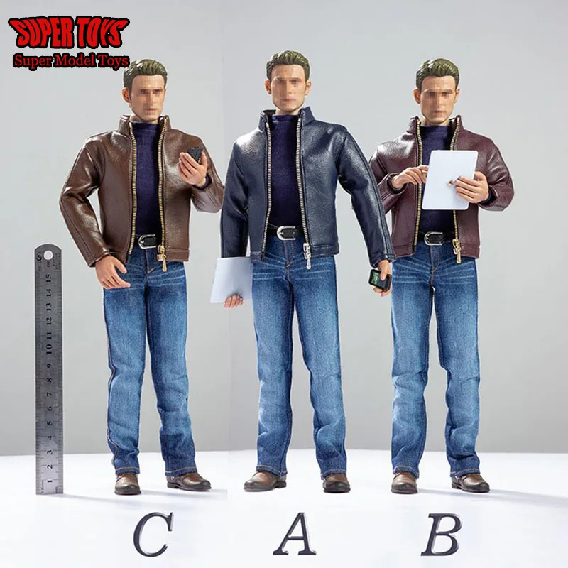

CEN-M10 1/6 Classic Male Leather Jacket Shirt & Jeans & Shoes Clothes Accessories for 12'' Narrow Shoulder Action Figures Body