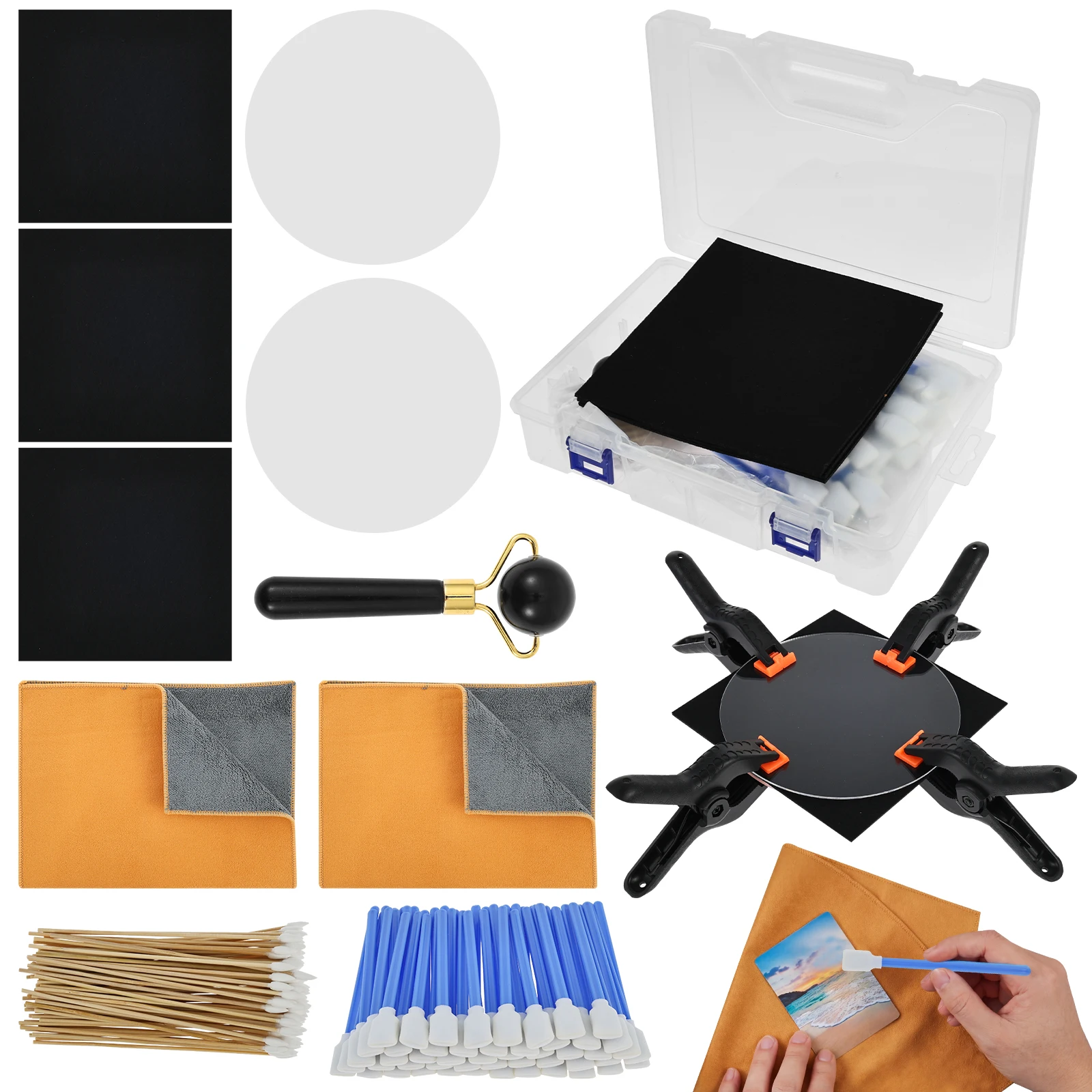 1 Set Sammelkarten-Pflegeset Karten-Glättungs- und Reinigungsset Kartenreparaturwerkzeug mit EVA-Schaumstoff-Druckklemme für Sammlerstücke