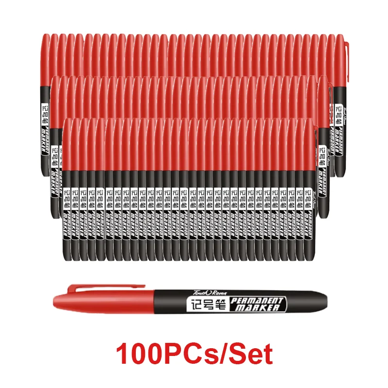 6-Piece Set of Waterproof Fine Point and Thick Nib Markers in Black, Blue, and Red Ink