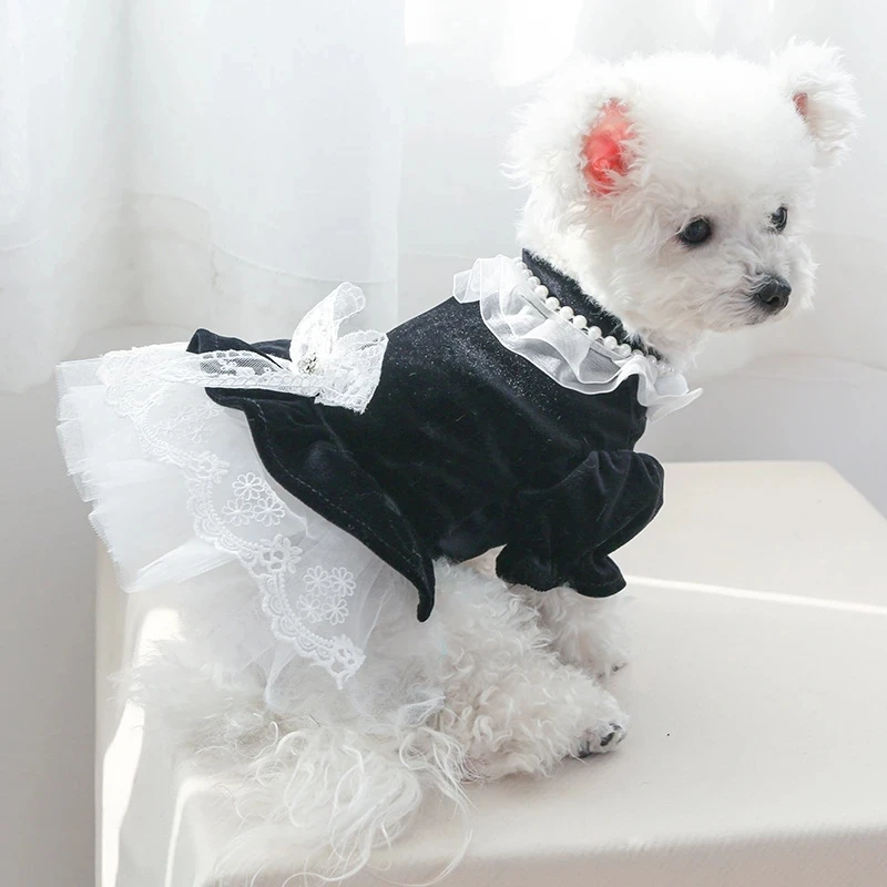 

Dog Wedding Dress Spring Winter Pet Clothes Yorkies Pomeranian Shih Tzu Maltese Poodle Bichon Dog Puppy Party Costume Clothing