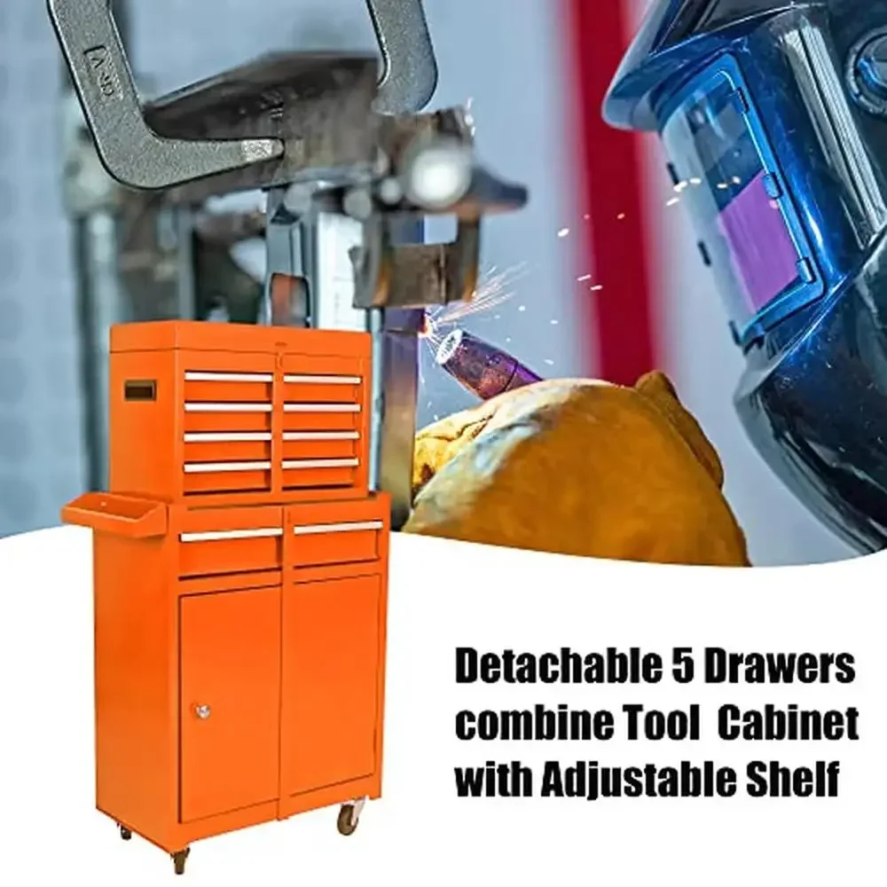 Rolling Tool Cart Toolbox Drawer Cabinet Shelf Wheels Metal Storage Organizer Chest Racks Hooks 230LBS Capacity Steel Durable 5
