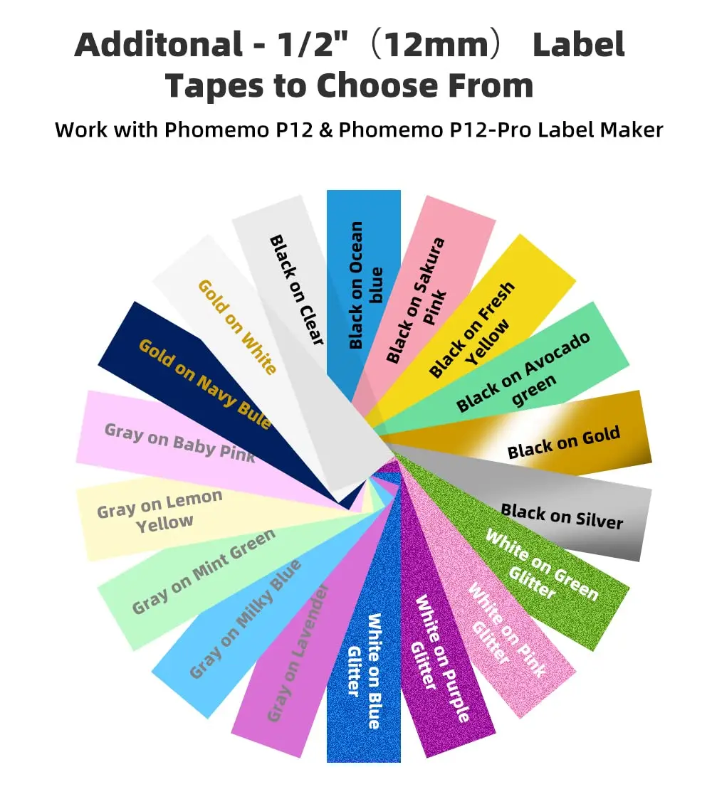 Phomemo P12 P12Pro 라벨 메이커 테이프 교체 DYMO 라벨 메이커 Pastic 테이프 교체 DYMO Letra Tag 100H LT-100T LT110T