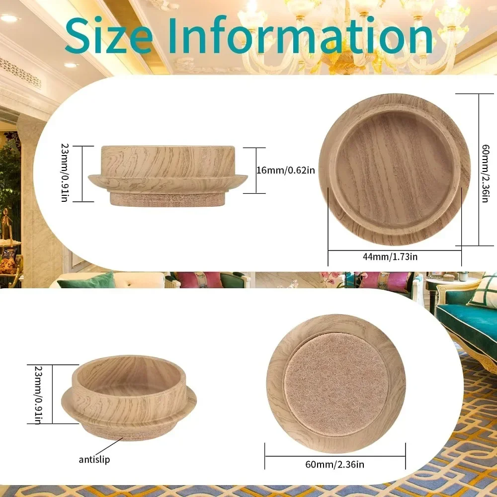 Furniture Felt Floor Protectors - Non-Slip Castor Cups (Set of 8)