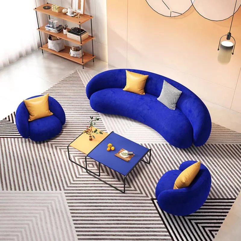 

Style Stretch Sofa Velvet Relax Curved Modern Couch Luxury Lazy Unusual Designer Soft Canape Salon Living Home Furniture