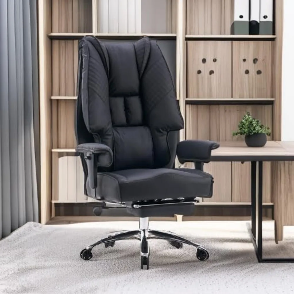 Big and Tall Office Chair 400lbs Wide Seat, Leather High Back Executive Office Chair with Foot Rest, Ergonomic Office Chair Lumb 5