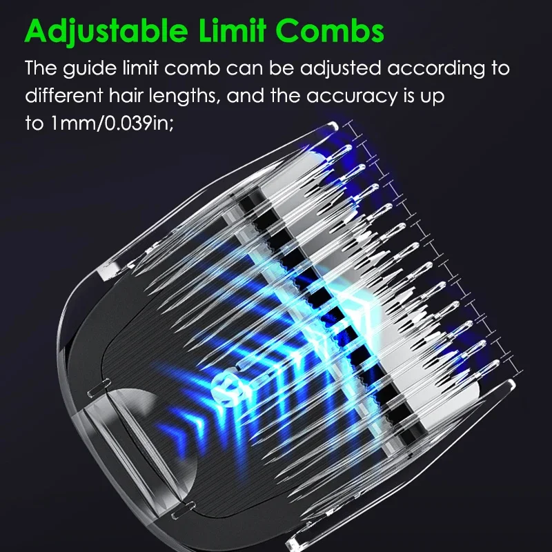 Professional Fashion Electric Hair Clippers Quiet Cordless Body Hairs Trimmers For Man Waterproof Wet/Dry Groomer Shaver Razor 4