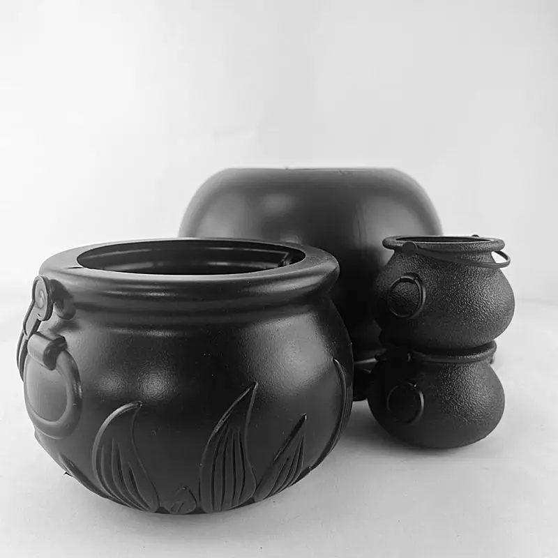 Trick Or Treat Bucket Halloween Witch Candy Bucket Snack Pot Cauldron Halloween Decor With Handle Candy Basket Bowl Holder For