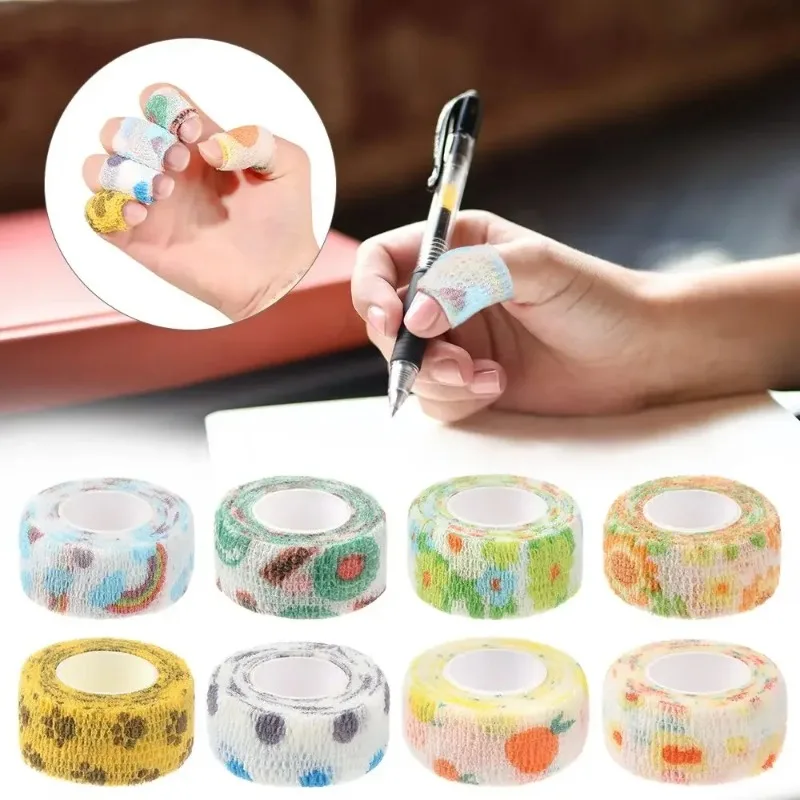 1PCS 2.5cm 폭의 다채로운 운동용 랩 테이프 자체 접착식 탄력 붕대 엘라스토플라스트 스포츠 보호대 손목 손가락 발목