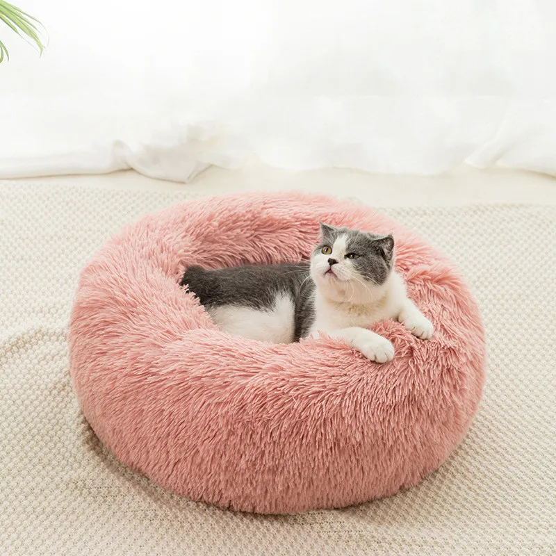70cm Pet Dog Bed Comfortable Donut Cuddler Round Dog Kennel Ultra Soft