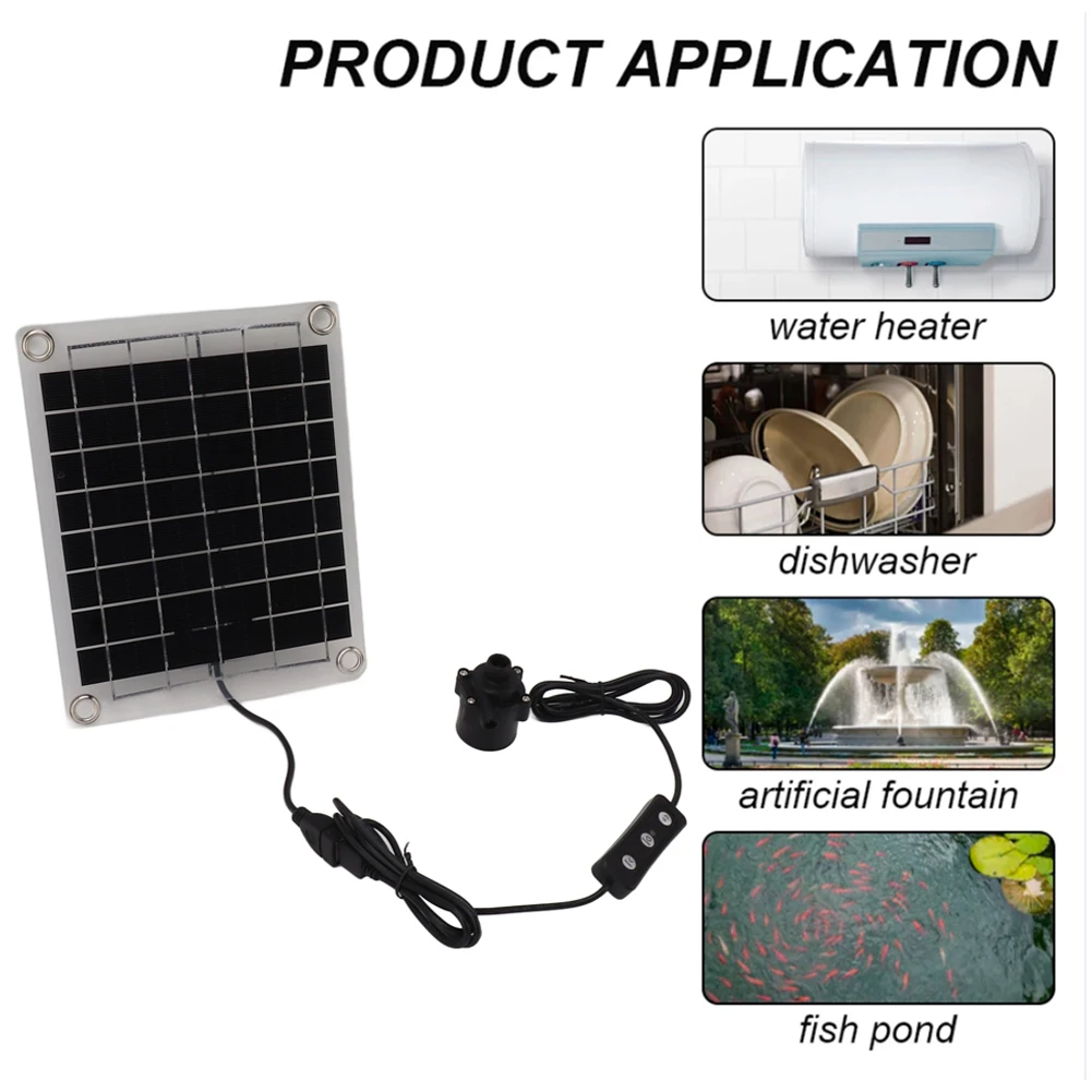12V 10W Solar Water Pump Garden Decoration Mini Solar Panel Water Pump Watering System with Adjustment Switch Kits for Fish Tank