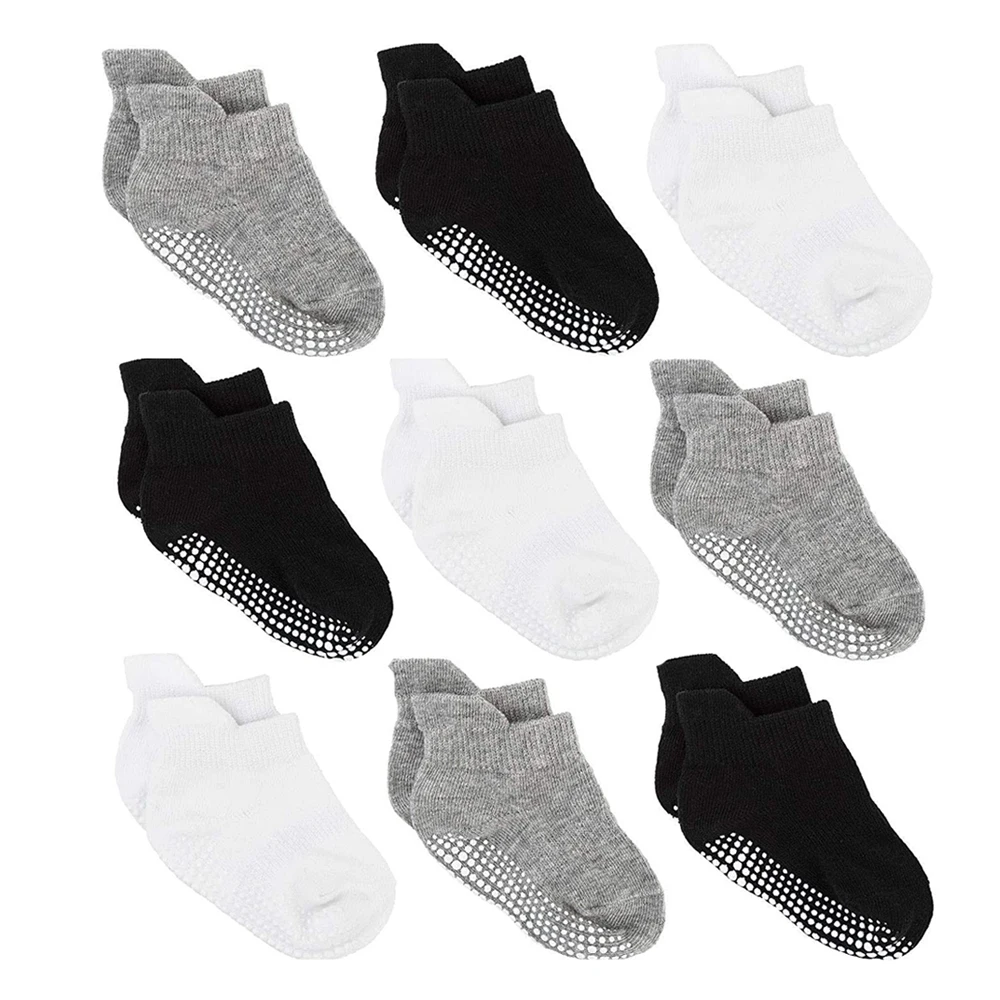  Boys 6 Pack Non Slip Baby Socks for 0-24M Newborn Bebe Girls Grips Anti Skid Ankle First Walker Infant Kids Cotton Sock 2021