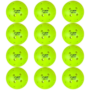 X-ace Pro-40 Pickleball Balls, 12/24Pcs, High Visibility Green, 40 Holes Outdoor Indoor Training Pickle Ball, High Bounce 1