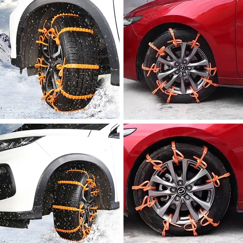Tire Chains 10/20PCS Car Tire Chains Winter Snow Anti-Skid Tyre Cable Ties Auto Outdoor Snow Tire Anti Skid Chain Emergency Accessories