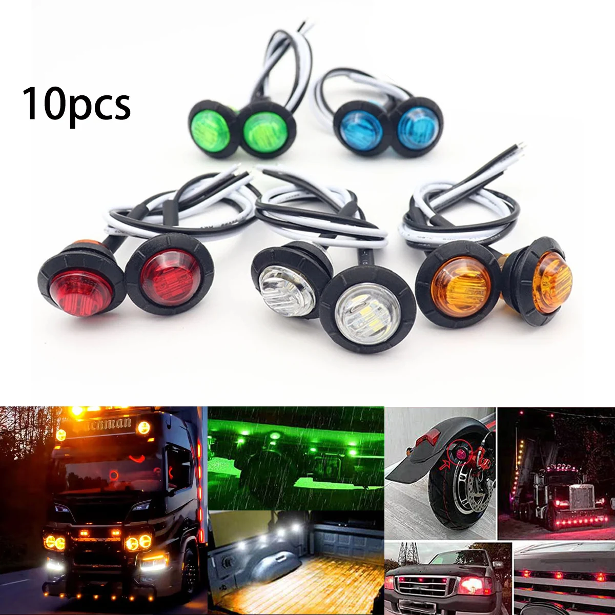 LED Side Marker Lights 10X Front Rear Clearence Indicators For Trailer Lorry Van Caravan Truck External Warning Taillight