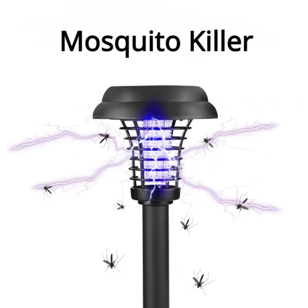 Bug Zapper Outdoor Impermeabile Solar Powered Fly Zapper Lampada Palo Paesaggio Apparecchio Per Giardino Patio Pathway Backyard