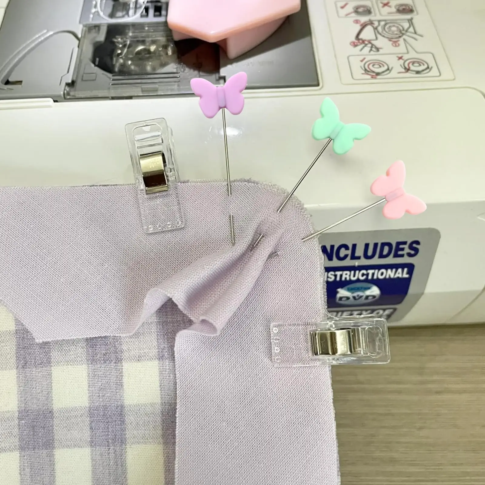 100개 컬러 재봉핀, 원단용 플랫 헤드 직핀, 보관함 포함, 재봉사, 재봉 프로젝트, DIY 공예용