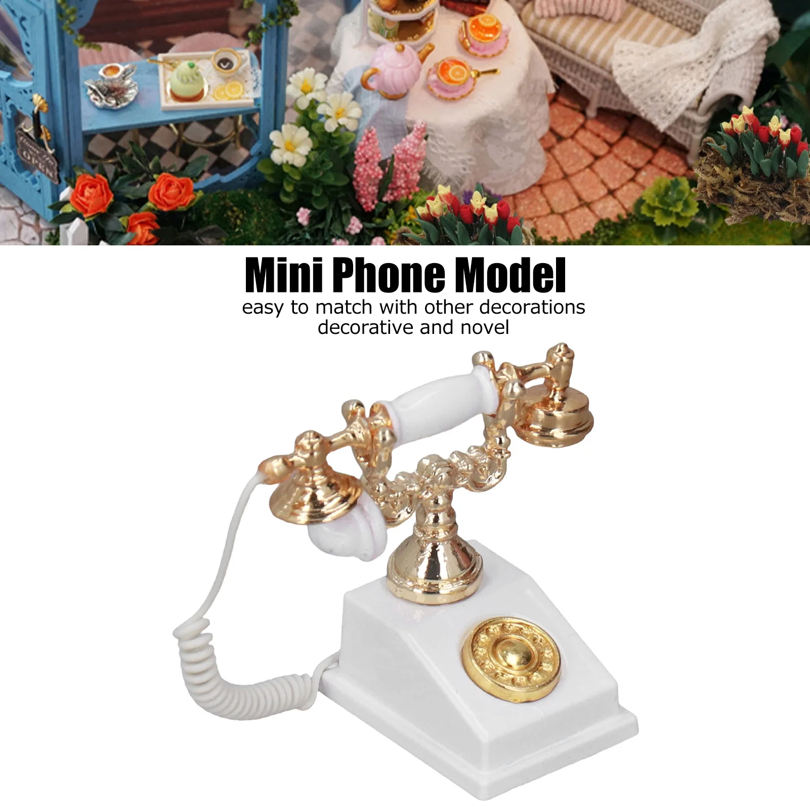 1:12 Dollhouse Accessories Dollhouse Mini Phone Model Retro Simulation European Vintage Phone Model Decoration