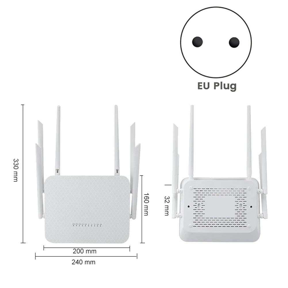 

4G WIFI Router 1200Mbps 2.4G+5G WIFI Wireless Router 6 Antenna Gigabit 4G Router for Home Office Business (EU Plug)
