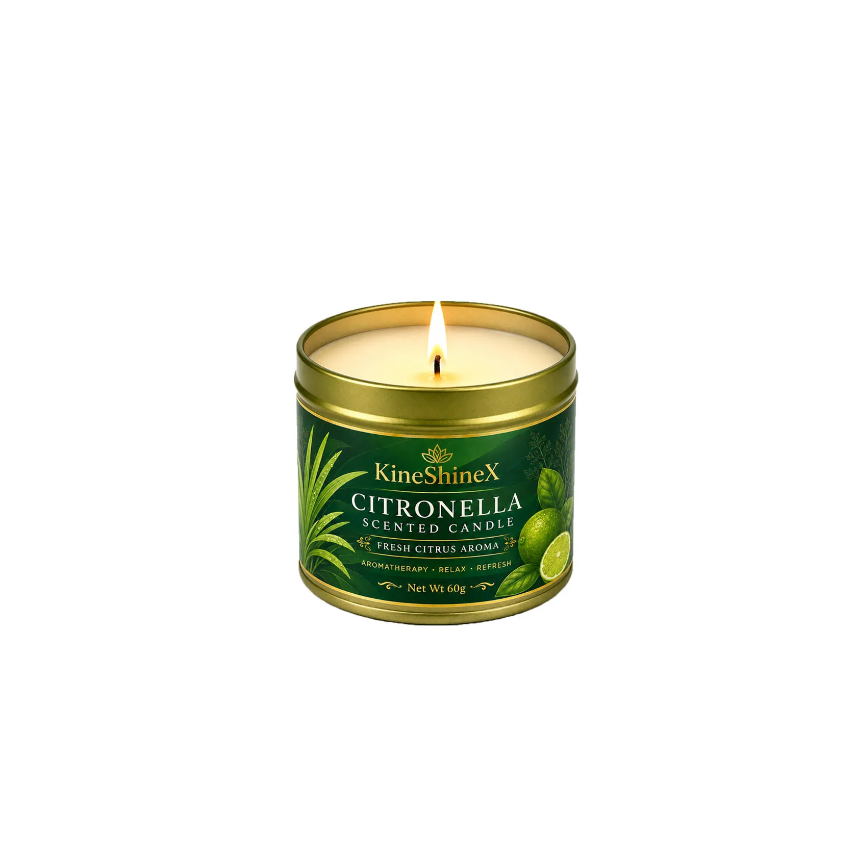 Citronella Citrus Aromatherapy Candle - Fresh Aroma, Relaxing, Long-Lasting Burn, Indoor/Outdoor Use