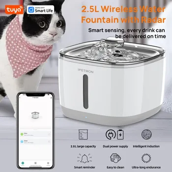 Distribuidor Automático de Água para Cães e Gatos, Fonte Ultra Silenciosa, Two Flow Designs, para Cães e Gatos, Vários Animais, 84oz, 2,5 l 1