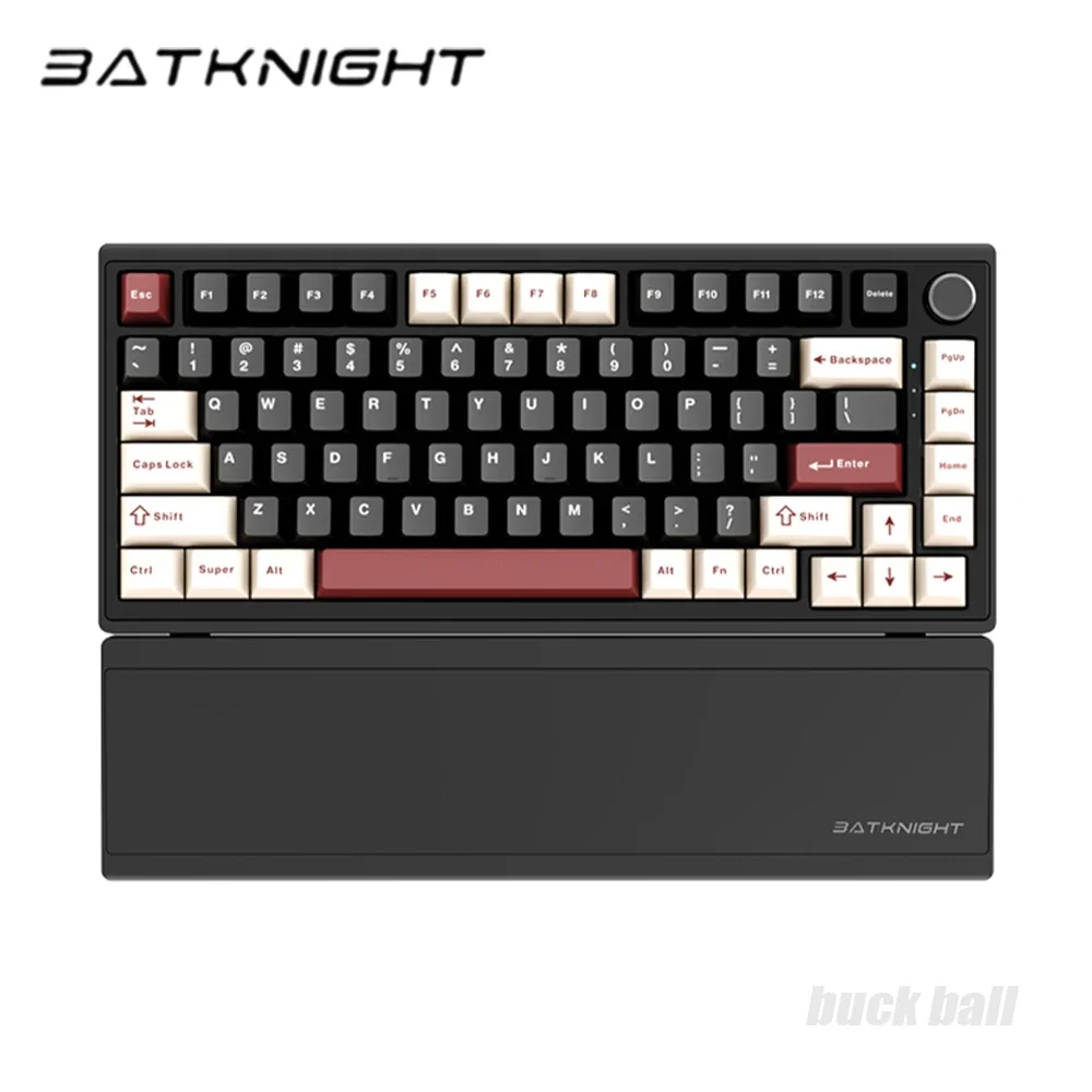 Batknight BK75 기계식 키보드, 무선 블루투스 3 가지 모드, 다기능 노브 개스킷, RGB 핫 스왑 게이머 PC 게임용 키보드