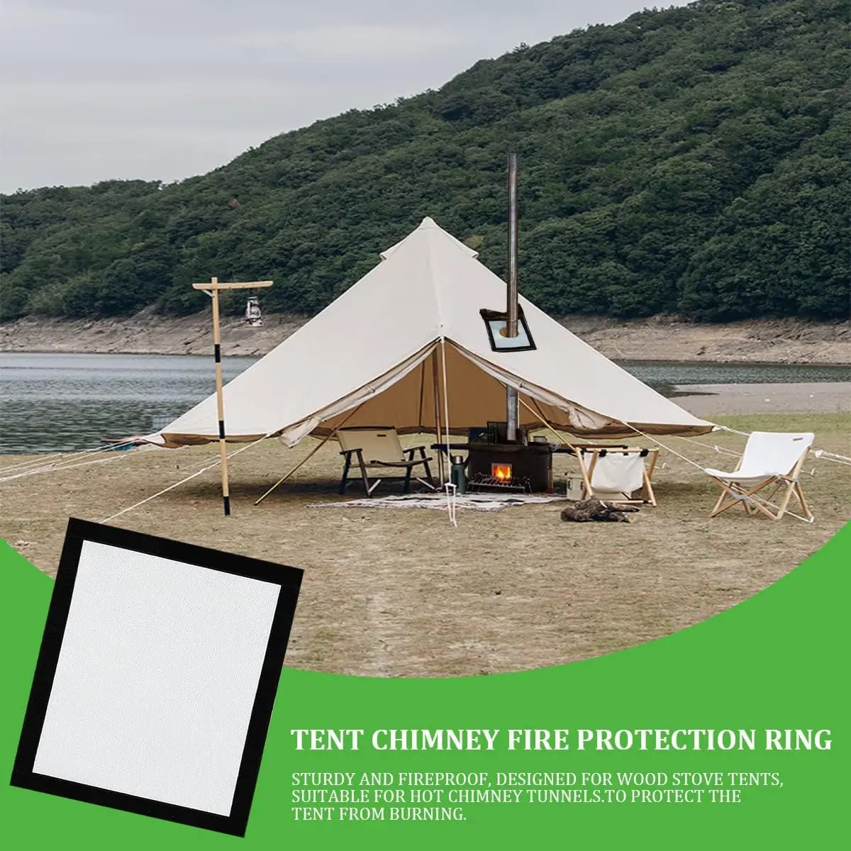 Hot Tent Stove Jack Stove Jack Kit camping tent accessories for Tent Fireproof Protection Ring Accessory for Camping