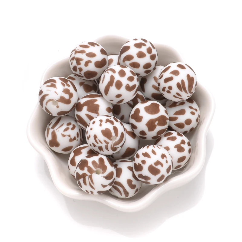 15mm 10Pcs Beißring Silikon Perlen Leopard Print Runde Zahnen Perlen Für Baby Schnuller Kette Dummy Halter Clip DIY halskette – Detail 25