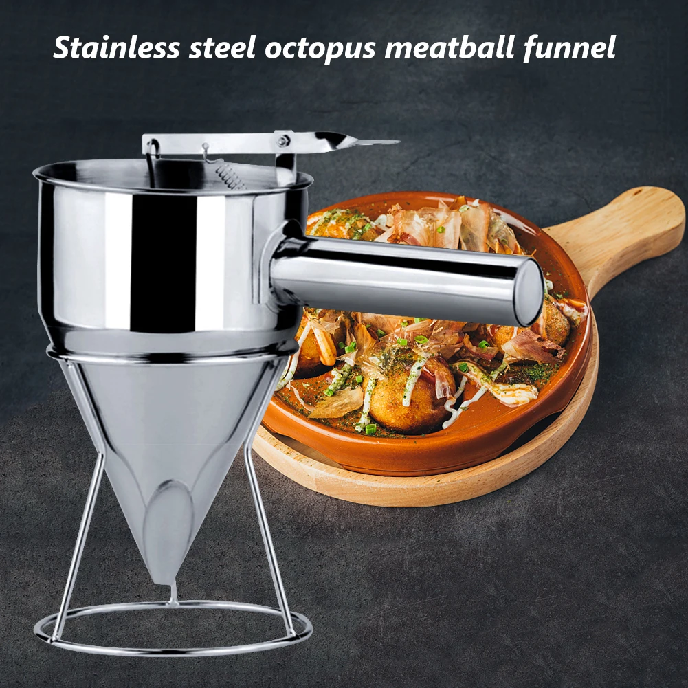 

Stainless Steel Funnel Dispenser Cupcake Pancake Batter Funnel Kitchen Baking Tools Spice Octopus Fish Ball Maker Cooking Funnel