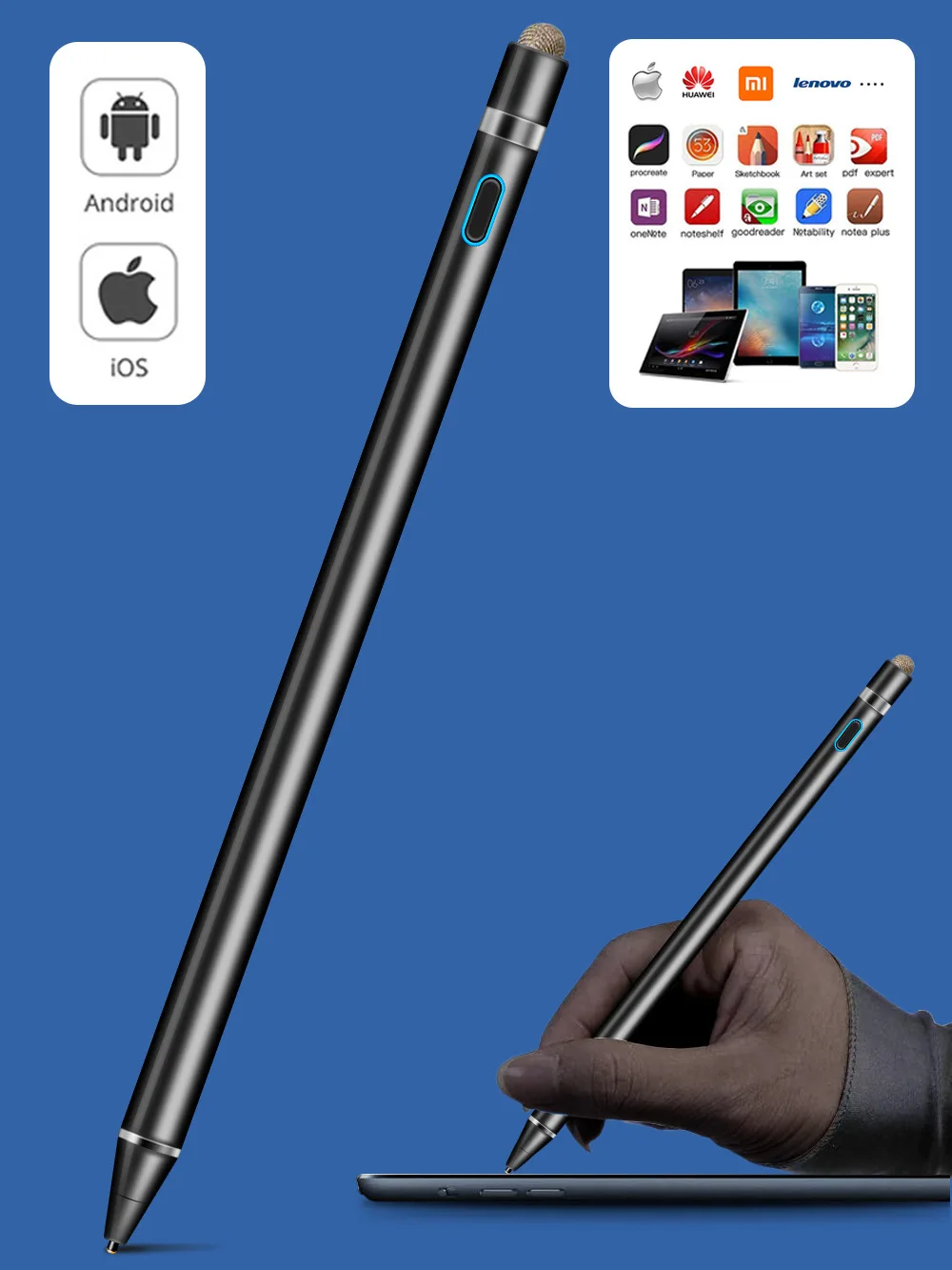 

Active Stylus Digital Pen for Drawing and Handwriting on Touch Screen Smartphones & Tablets (iOS/Android) (2 in 1)