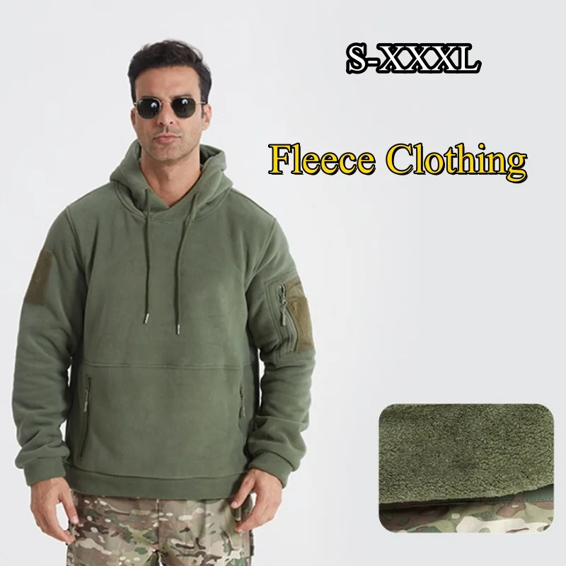 가을 겨울 남성용 플리스 후드티 두꺼운 플러스 벨벳 따뜻한 후드 스웨터 풀오버 탑스 야외 스포츠 위장 전술 재킷