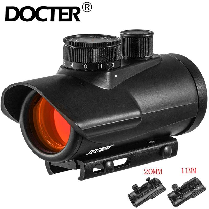 Rifle Scope 1x30mm Red Dot Sight with 20mm/11mm Weaver Picatinny Mount Rails, 