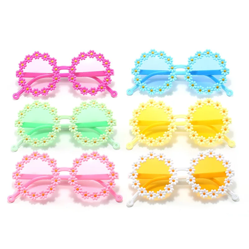 Kids Daisy Flower Sunglasses Colorful Beach Shades for Girls Boys Outdoor Photography Fashion Accessories with Floral Decor