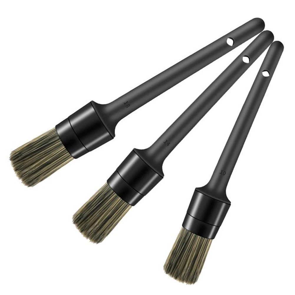 

3Pcs Car Detailing Brush Set Soft Bristle Car Cleaning Brush Kits Atuo Tire wheel Wash Exterior Accessories Natural Boar Hair