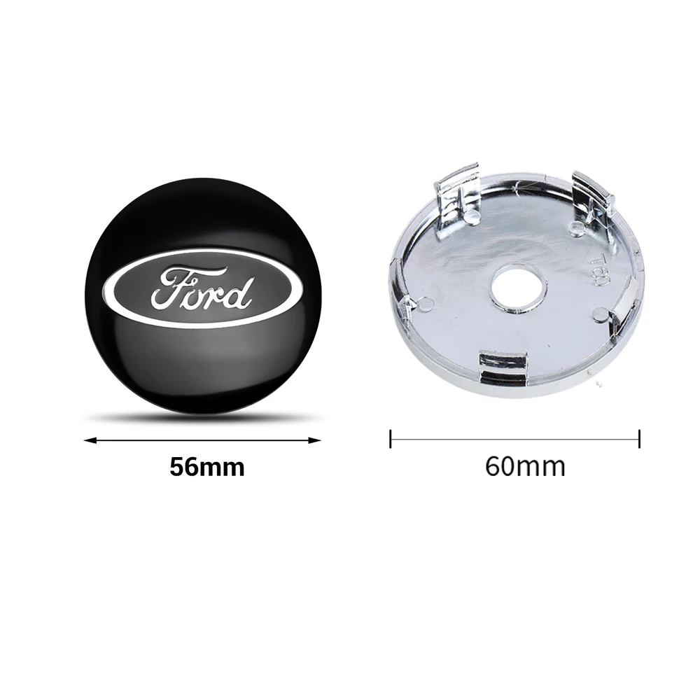 4개 60mm 자동차 휠 센터 허브 캡 타이어 배지 커버 (포드 머스탱 포커스 피에스타 몬데오 퓨전 쿠가 레인저 트랜짓 액세서리)