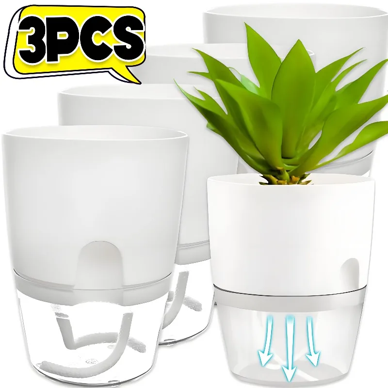 Vaso Hidroponico Automatico com Absorcao de Agua, Dupla Camada, Auto-Rega para Plantas