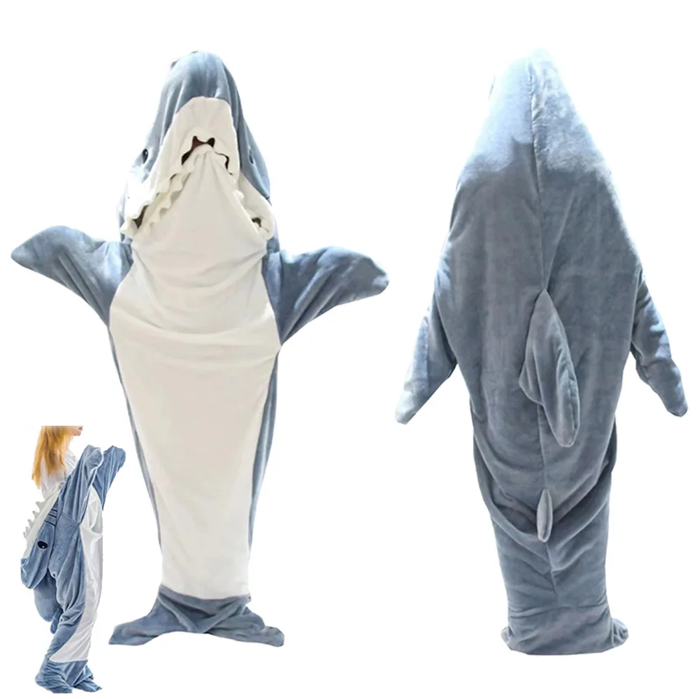 Shark Pijama Shark Blanket Shark Cosplay Pajamas Costume Playsuit Kid  Parents Hooded Homesuit Nightgown Homewear Slumber Party - AliExpress