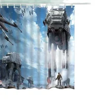 Star Galaxy War Space Shower Curtain Blue Sky Troopers Panel Polyester Waterproof Fabric Plastic Hook Included 2